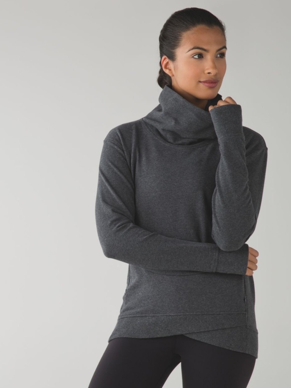 Lululemon On The Double Pullover Cowl Neck Sweatshirt Sweater Gray 8 Athleisure